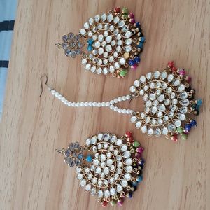 Indian/ Pakistani earrings and tikka set